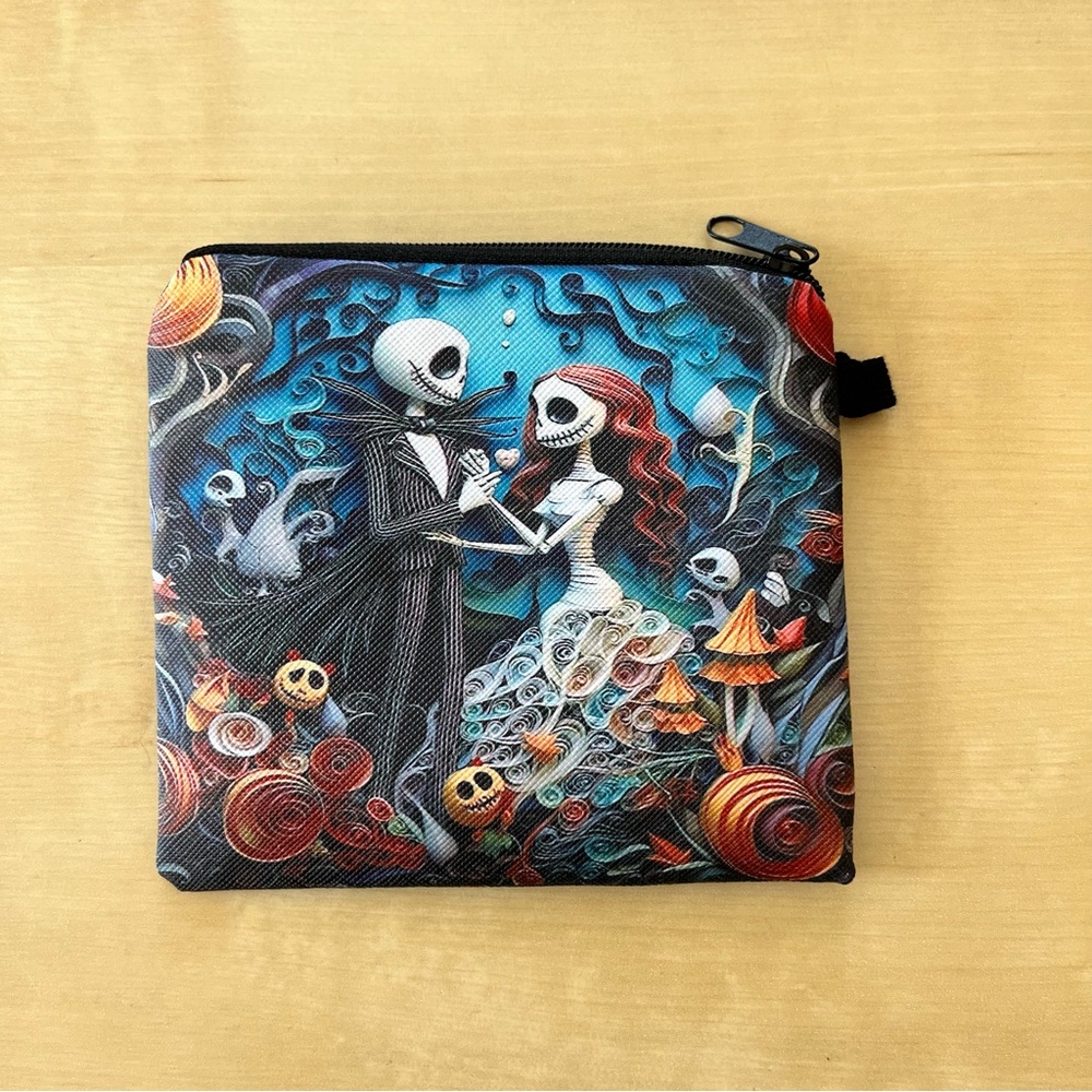 Nightmare Before Christmas  Zip Pouch in Teal, Black & Red